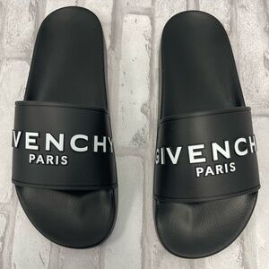 Givenchy Men's Logo Slide Sandals in Black and White - Size 9 - NWT